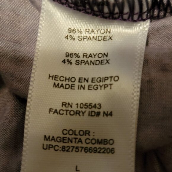 Daisy Fuentes scoop Neck Empire tie waist. Long sleeves - LG. Purple/Silver - Picture 8 of 8